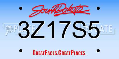 3Z17S5 South Dakota License Plate