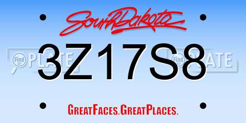 3Z17S8 South Dakota License Plate