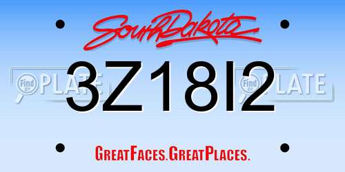 3Z18I2 South Dakota License Plate