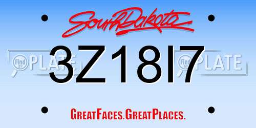 3Z18I7 South Dakota License Plate
