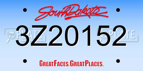 3Z20152 South Dakota License Plate