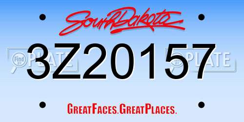 3Z20157 South Dakota License Plate
