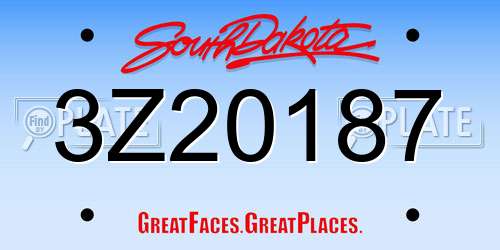 3Z20187 South Dakota License Plate