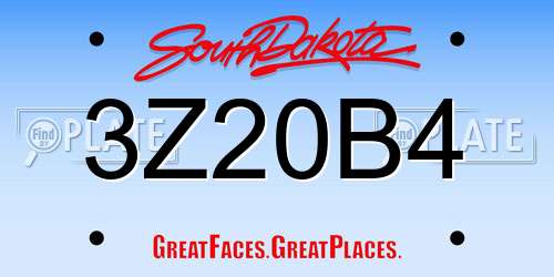 3Z20B4 South Dakota License Plate