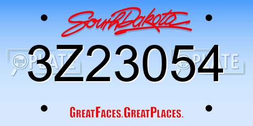 3Z23054 South Dakota License Plate