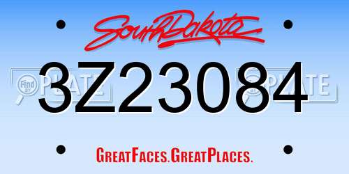 3Z23084 South Dakota License Plate