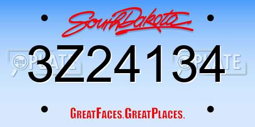 3Z24134 South Dakota License Plate