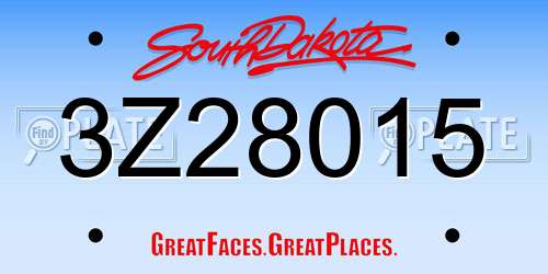3Z28015 South Dakota License Plate