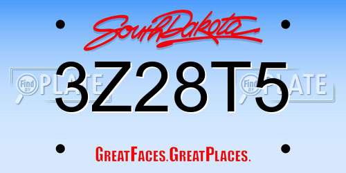 3Z28T5 South Dakota License Plate
