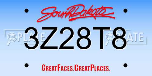 3Z28T8 South Dakota License Plate