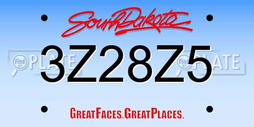 3Z28Z5 South Dakota License Plate