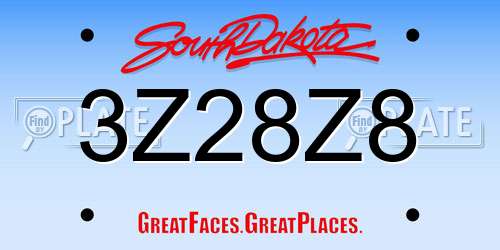 3Z28Z8 South Dakota License Plate