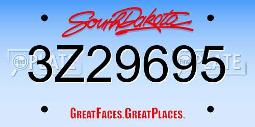 3Z29695 South Dakota License Plate