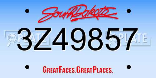3Z49857 South Dakota License Plate