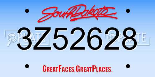 3Z52628 South Dakota License Plate