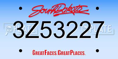 3Z53227 South Dakota License Plate