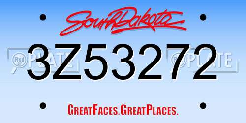 3Z53272 South Dakota License Plate