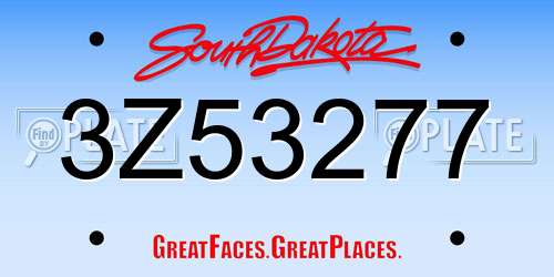 3Z53277 South Dakota License Plate