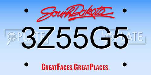 3Z55G5 South Dakota License Plate