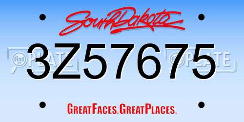 3Z57675 South Dakota License Plate