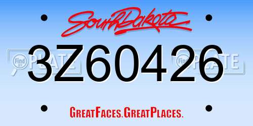 3Z60426 South Dakota License Plate