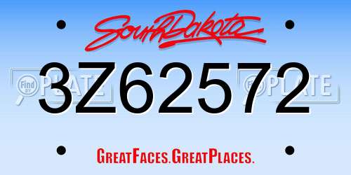 3Z62572 South Dakota License Plate