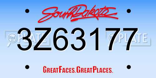 3Z63177 South Dakota License Plate