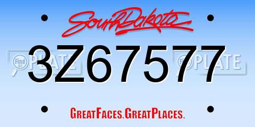 3Z67577 South Dakota License Plate