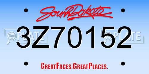 3Z70152 South Dakota License Plate