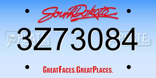 3Z73084 South Dakota License Plate