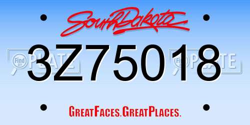 3Z75018 South Dakota License Plate