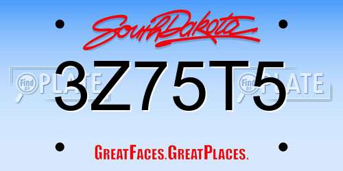 3Z75T5 South Dakota License Plate