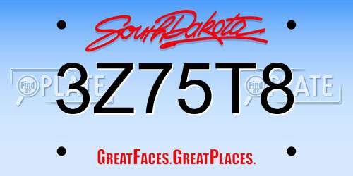 3Z75T8 South Dakota License Plate