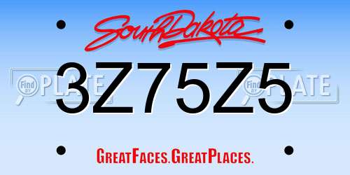 3Z75Z5 South Dakota License Plate