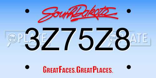 3Z75Z8 South Dakota License Plate