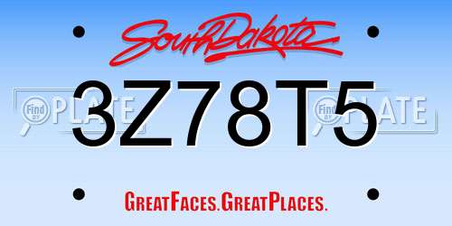 3Z78T5 South Dakota License Plate