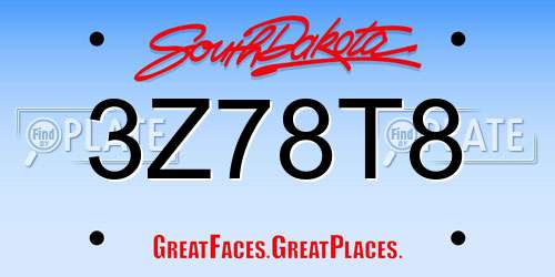 3Z78T8 South Dakota License Plate