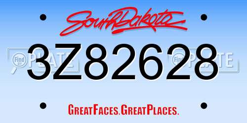 3Z82628 South Dakota License Plate