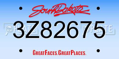 3Z82675 South Dakota License Plate