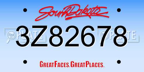 3Z82678 South Dakota License Plate