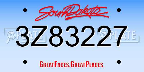 3Z83227 South Dakota License Plate