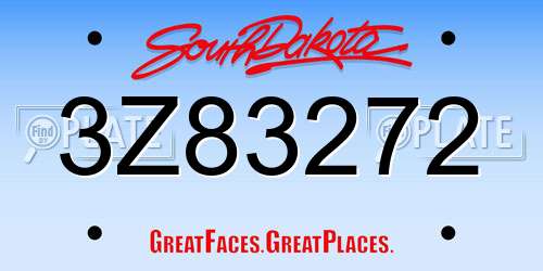 3Z83272 South Dakota License Plate
