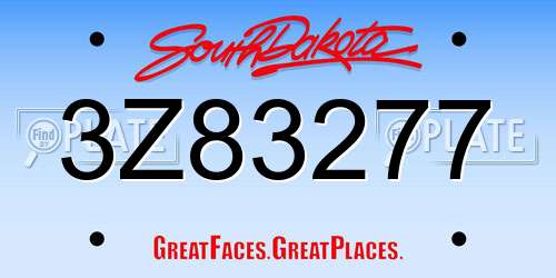 3Z83277 South Dakota License Plate