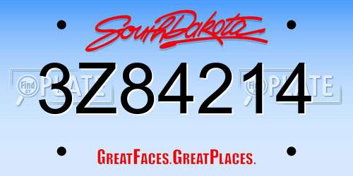 3Z84214 South Dakota License Plate