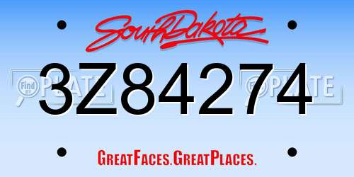 3Z84274 South Dakota License Plate