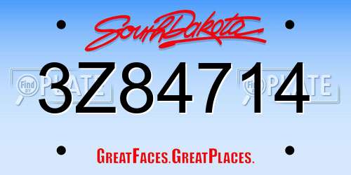 3Z84714 South Dakota License Plate