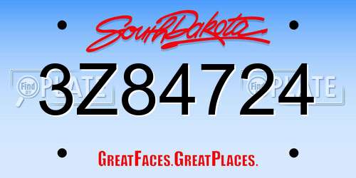 3Z84724 South Dakota License Plate