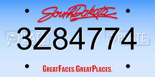 3Z84774 South Dakota License Plate