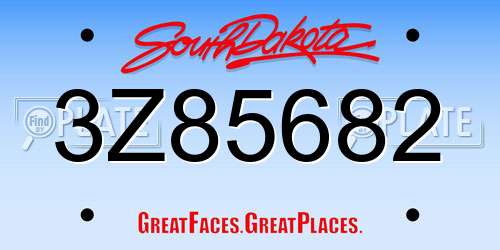 3Z85682 South Dakota License Plate