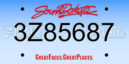3Z85687 South Dakota License Plate